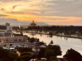 Kuching City Center Riverine Apartment With Balcony and Garden Views